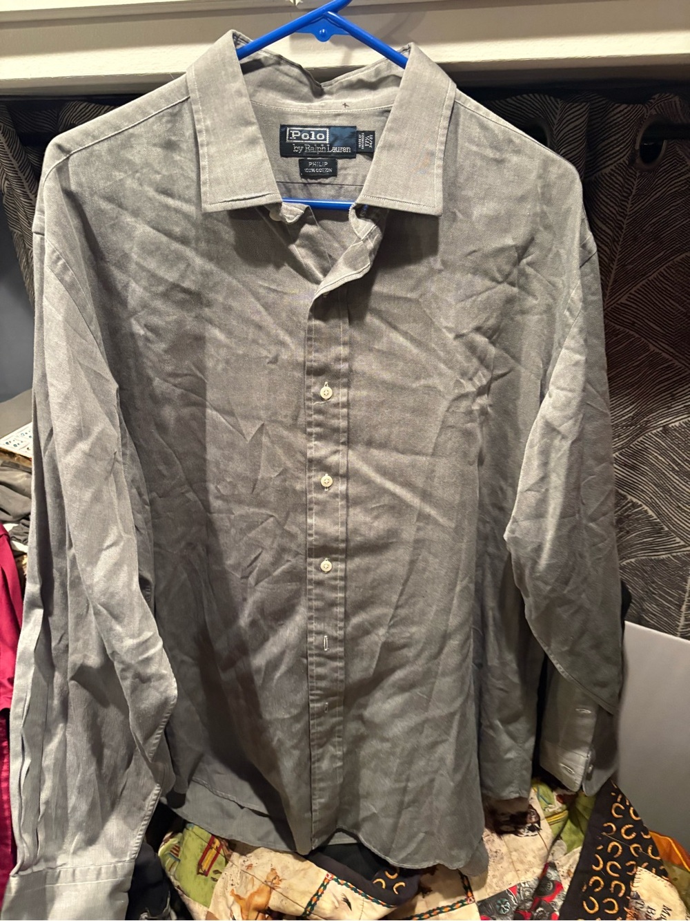 Polo by Ralph Lauren Men's Gray Button-Up Dress Shirt 17 1/2